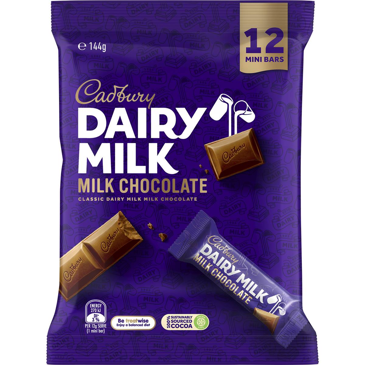 Cadbury Dairy Milk Chocolate 12pkt 144g