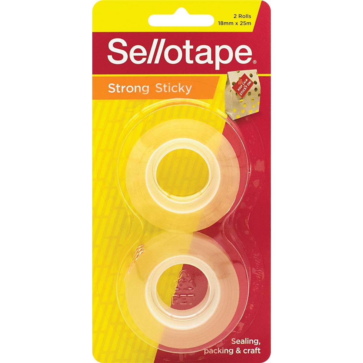 Sellotape Strong Sticky 18mm x 25m 2pkt