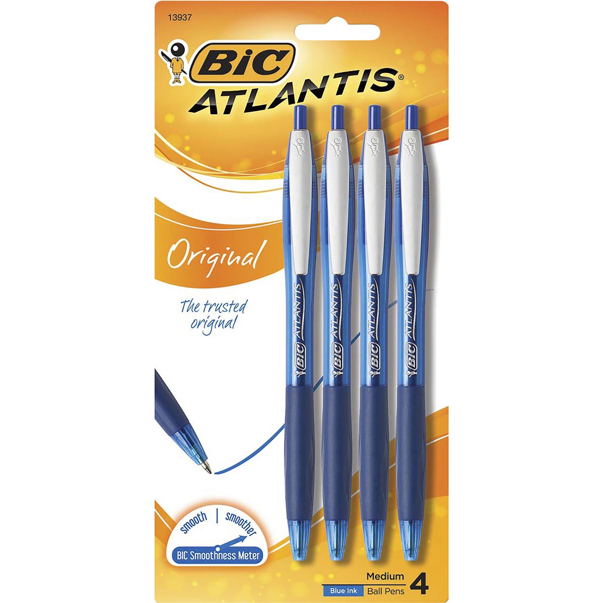 Bic Atlantis Retractable Blue Pen 4pkt