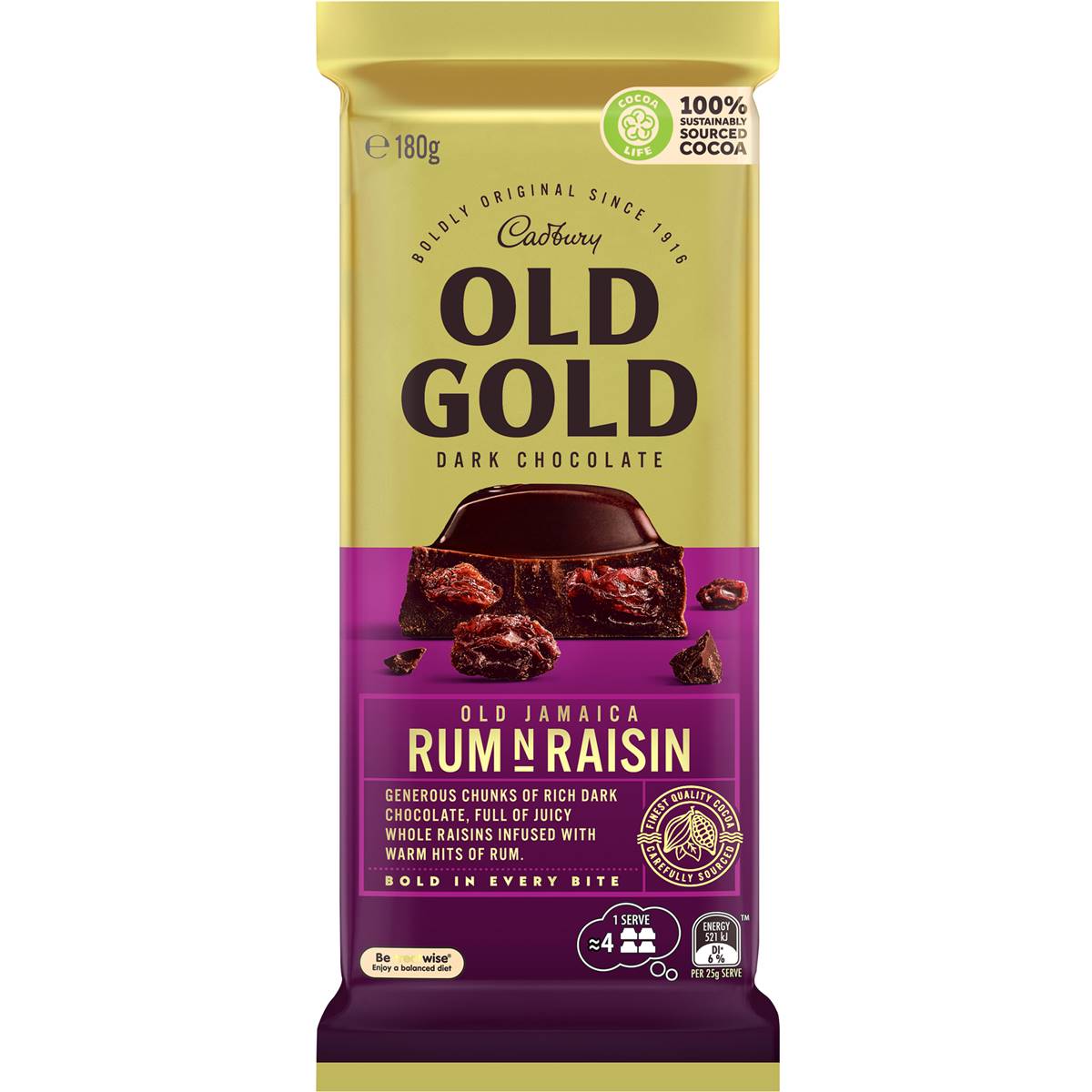 Cadbury Old Gold Jamaican Rum & Raisin 180g