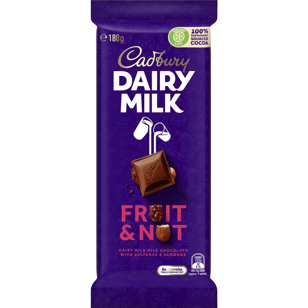 Cadbury Block Dairy Milk Fruit & Nut 180g