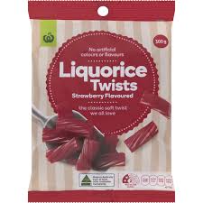 Woolworths Liquorice Twists Strawberry 300g