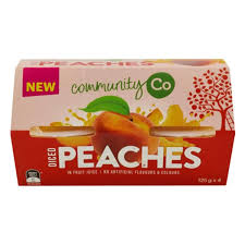 Community Co Diced Peaches In Juice 4 Pk 125g