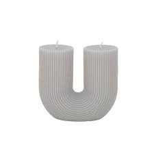 U Shaped Ribbed Candle 11.5cm White