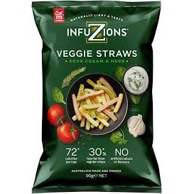 Infuzions Veggie Straws Sour Cream & Herb 90g