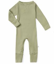 Organic Growsuit Olive Stripe - Snuggle Hunny