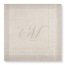 Manor Road Linen (Monogram Beige) Dinner Napkins