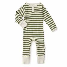 Organic Growsuit Olive Stripe - Snuggle Hunny