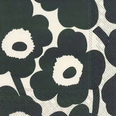 Marimekko Lunch Napkin - Unikko Cream Dark Green 20pk