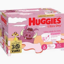 Huggies Ultra Dry Nappies Girls Size 6 60pk