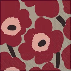 Marimekko Lunch Napkin - Unikko Red Linen 20pk