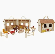 Wooden Horse Stable Play Set