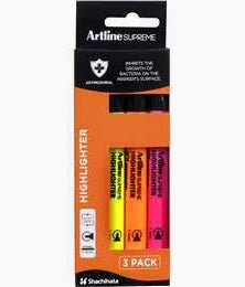 Artline Highlighter Supreme Asstd 3pk