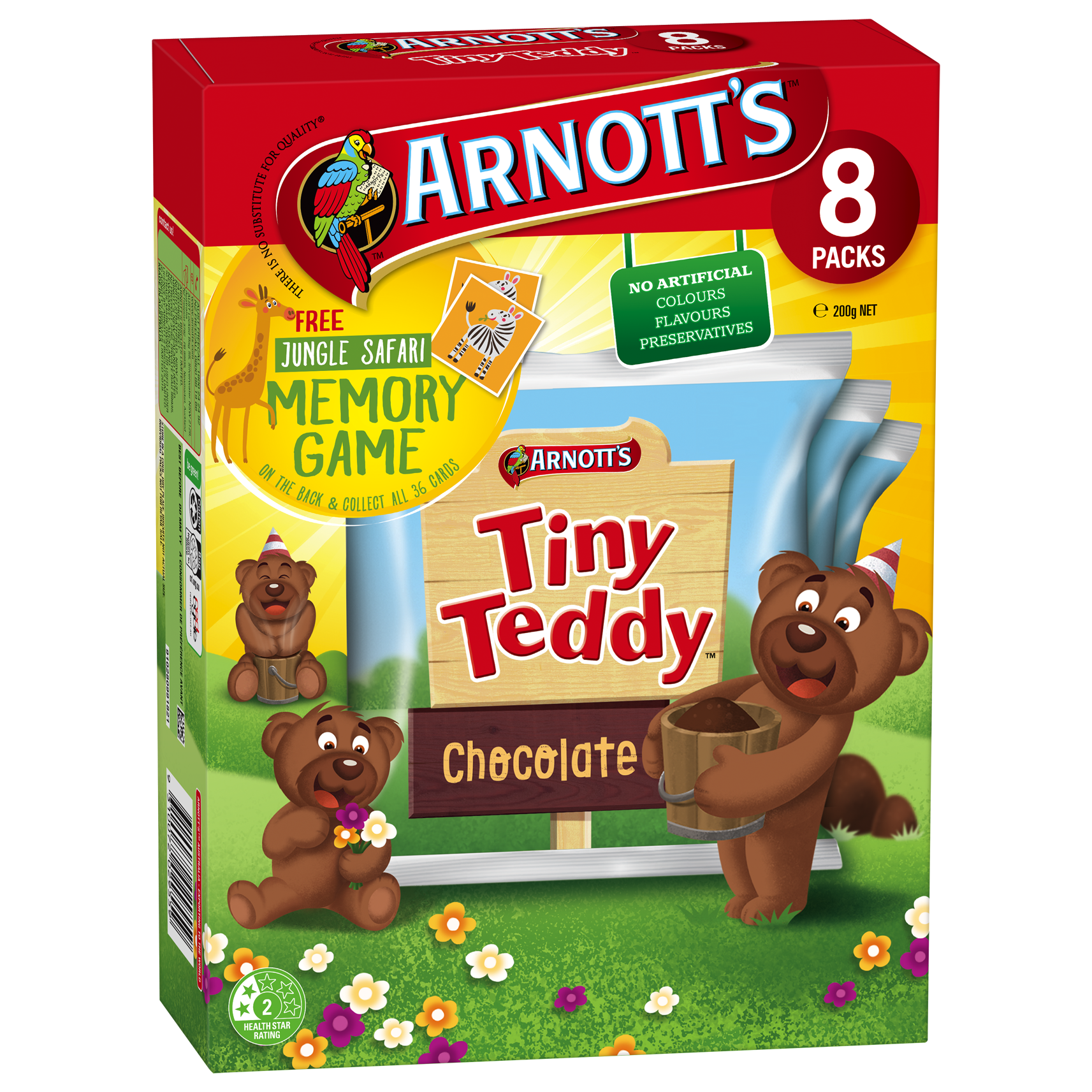 Arnott's Tiny Teddy Chocolate 8pk 200g