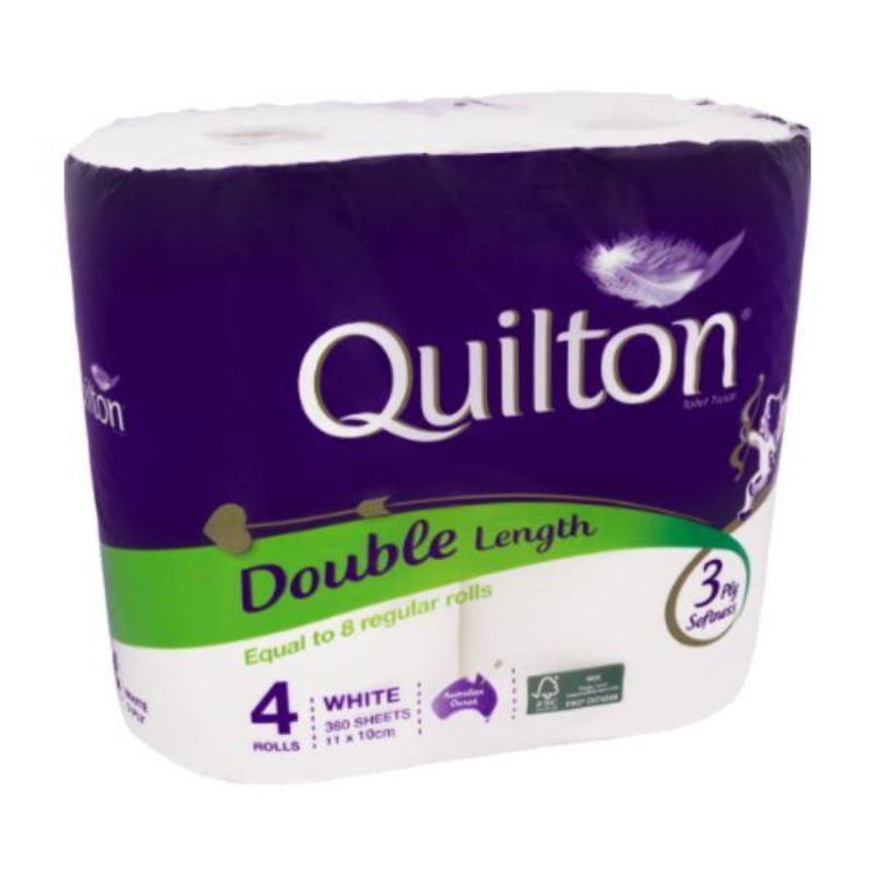 Quilton 3ply Double Length Toilet Tissue 4pkt