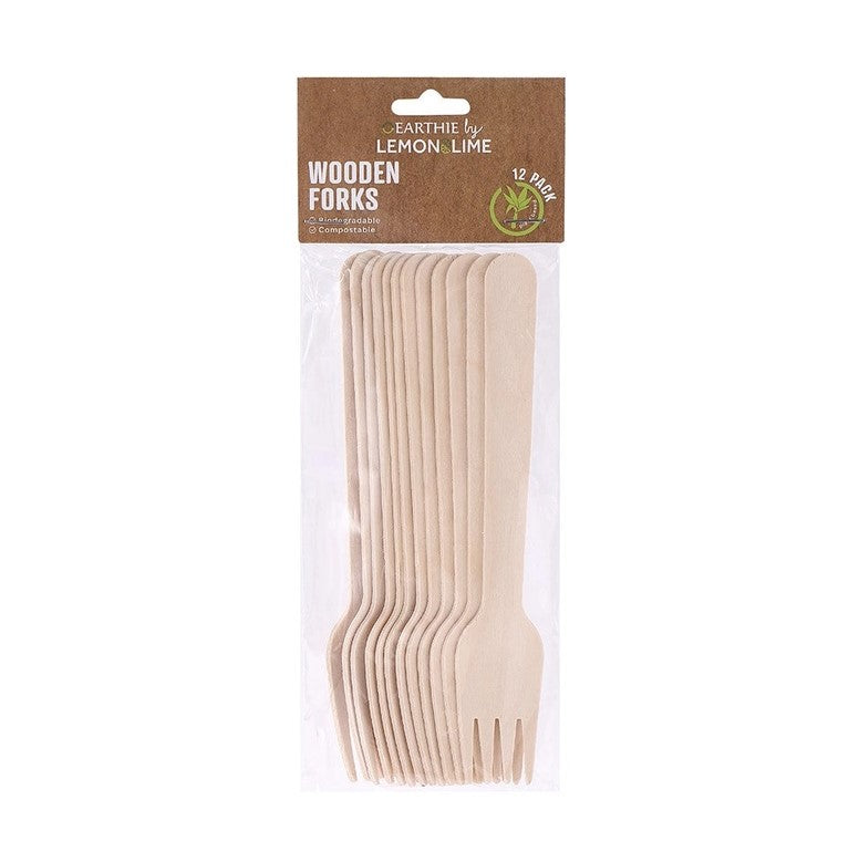 Lemon & Lime Wooden Forks 12pk