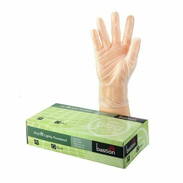 Bastion Glove Vinyl Powder Free Clear Large 100pkt